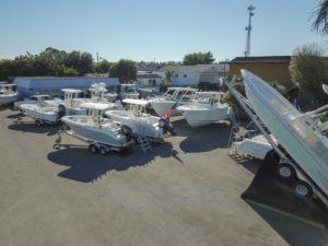Parking lot with boats