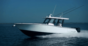 Robalo R360 boat model on the open water