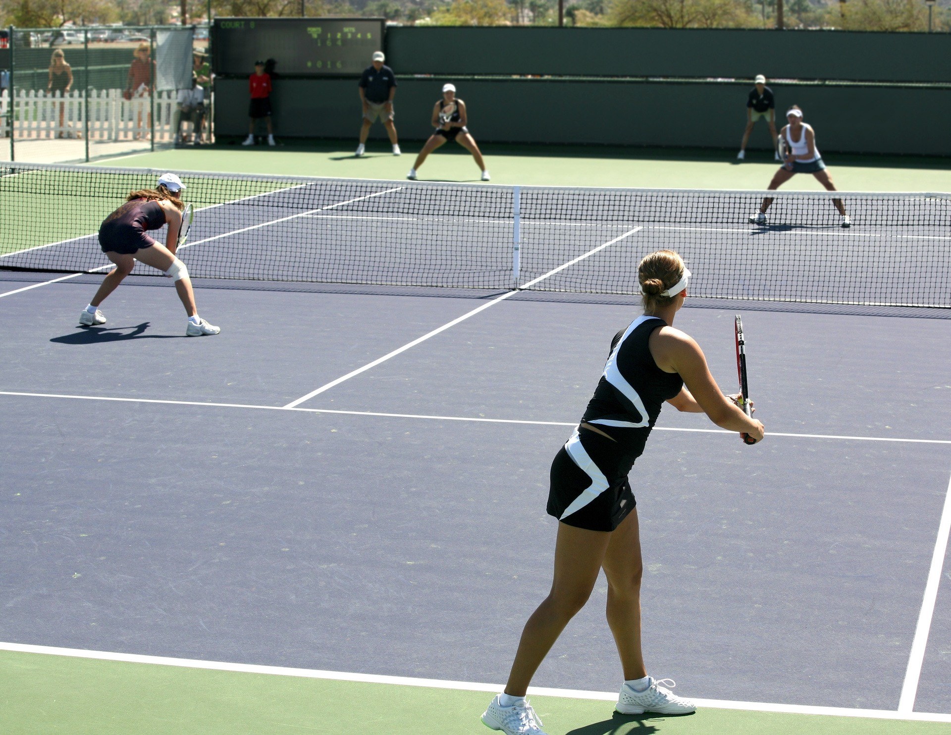 double tennis match for a women tournament